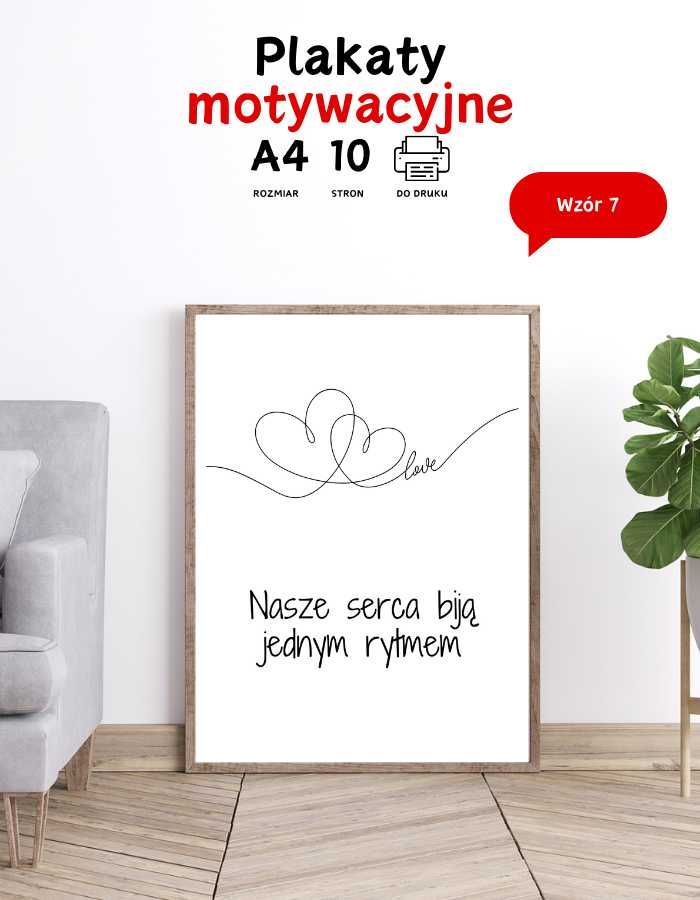 Plakaty na Walentynki, Rocznice Ślubu, Urodziny Line ART A4 do druku