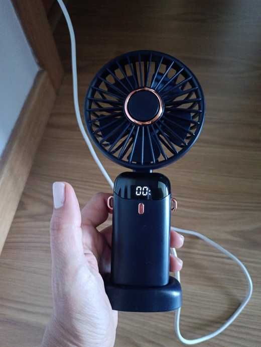 Ventoinha de mão, usar ao pescoço ou de mesa USB LED    [VÁRIAS CORES]