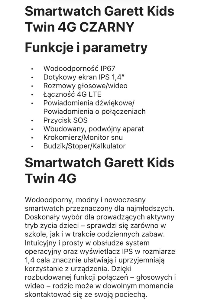 Zegarek smartwatch Garett Kids Twin 4G