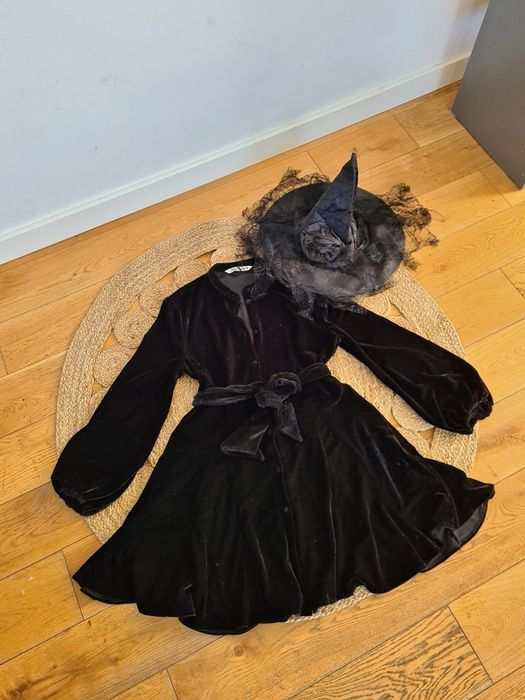 Zara S 36 welurowa sukienka świąteczna czarownica Halloween Sylwester