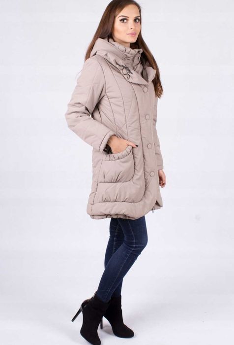 Kurtka zimowa plaszcz bezowy massimo dutti 36 38 s m z kapturem