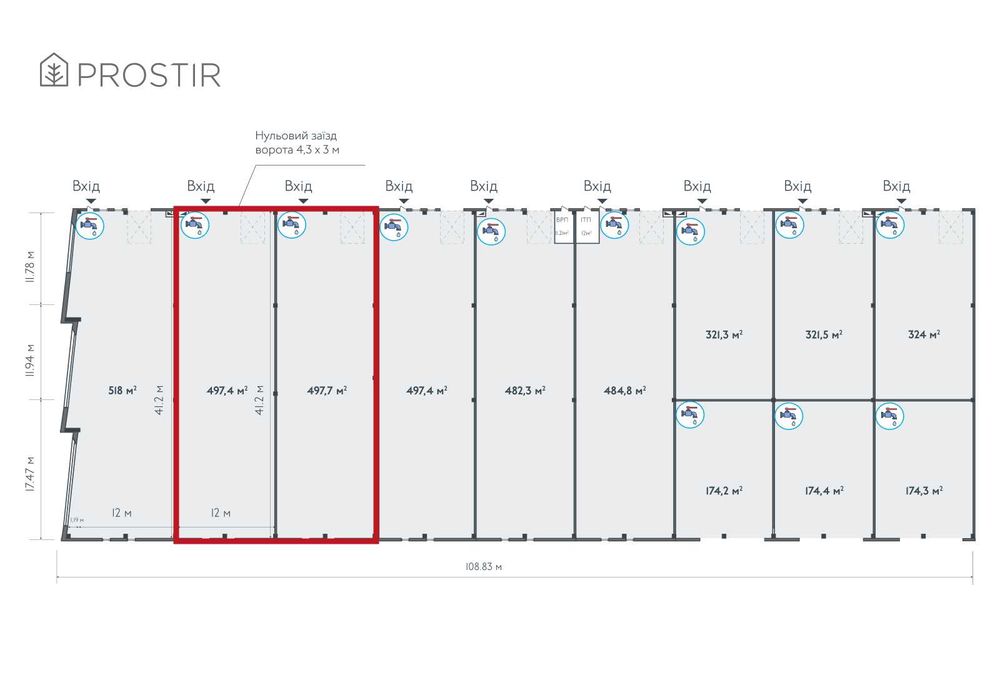 Оренда приміщення 1 000 м² Prostir під склад, шоурум, торгове