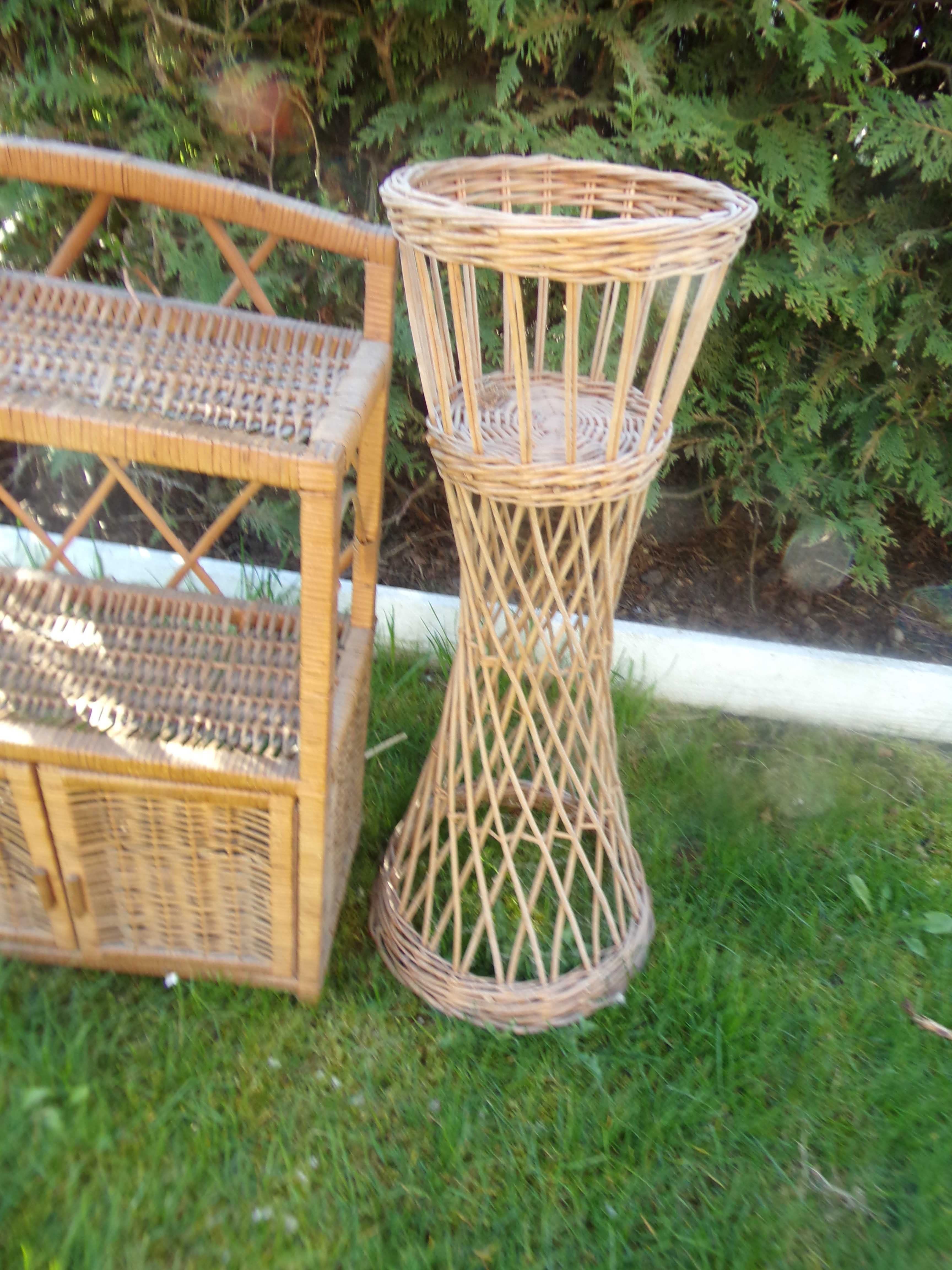 Szafka bambus wiklina stojak na kwiat kwiaty trawa morska boho Shabby