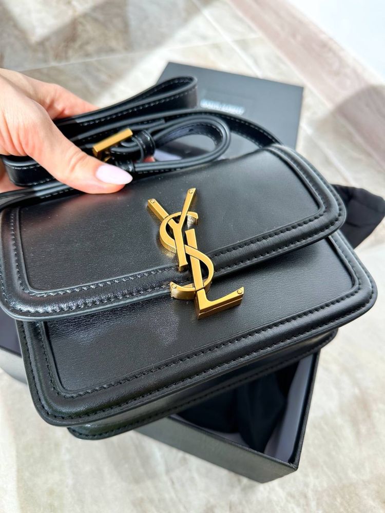 Жіноча сумка Ysl Solferino small 19cm,чорний колір,Lux шкіра/Живі фото