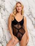 Czarne koronkowe body