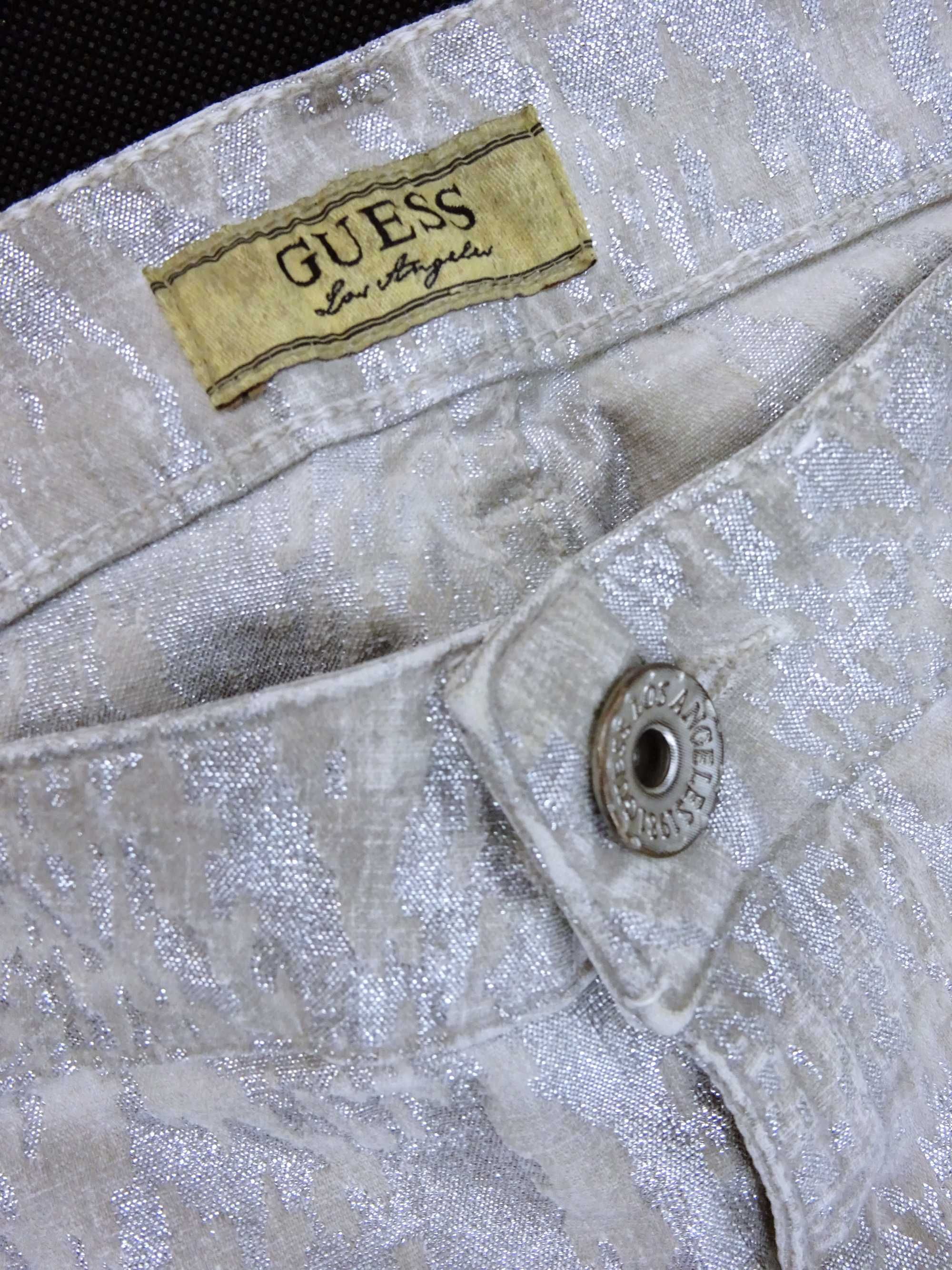G17 skinny błyszczące spodnie damskie GUESS brokatowe wąż casual 42 XL