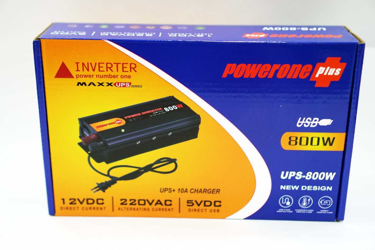 Инвертор PowerOne 800W с Зарядкой 12V220V Преобразователь