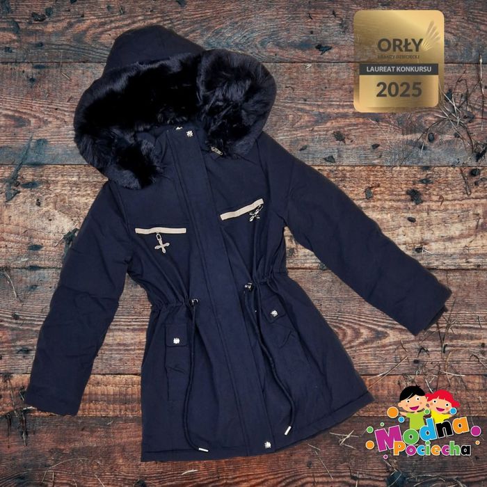 Parka zimowa kurtka zimowa czarna i oliwkowa  rozmiar od 122 do 176 li