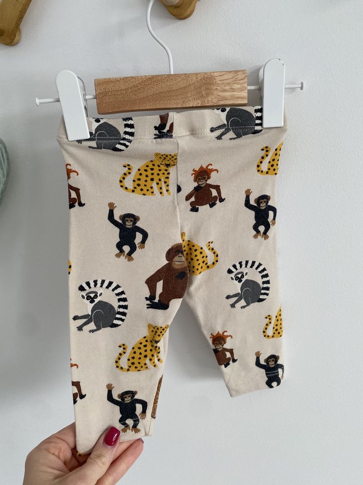 Legginsy lindex małpy leopardy 56 beżowe brązowe