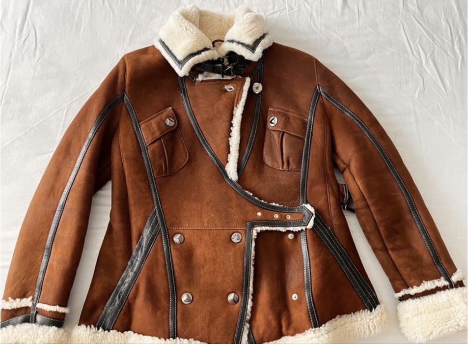 Дублянка шкіряна з натуральним хутром