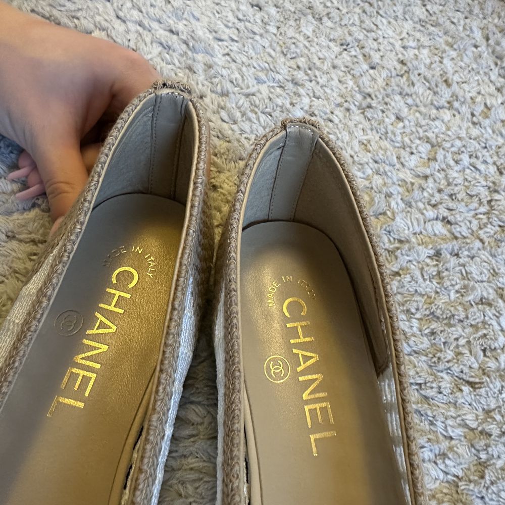 Chanel балетки плетені 2025 бежеві з білим базові жіночі лодочки