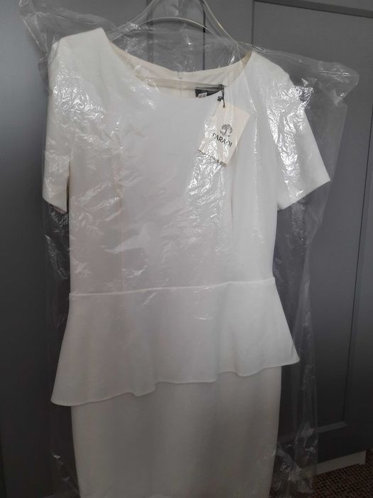 Sukienka komunia wesele Paradi koktajlowa z baskinką 42 nowa ecru