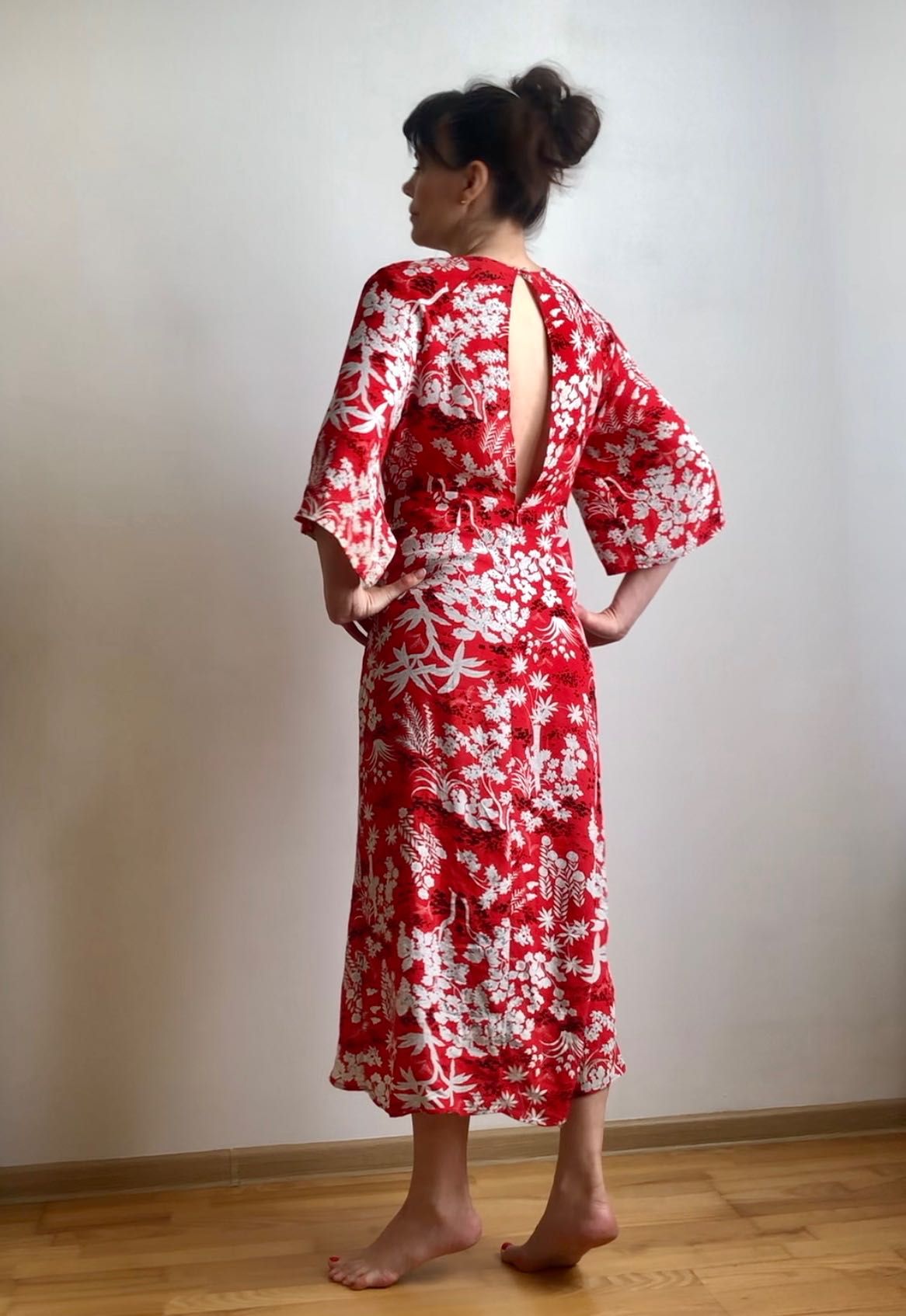 Sukienka midi, wiskoza, S/M, kimono