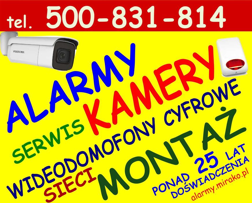 Kamery, alarmy, monitoring, wideodomofony, sieci IT - montaż, serwis
