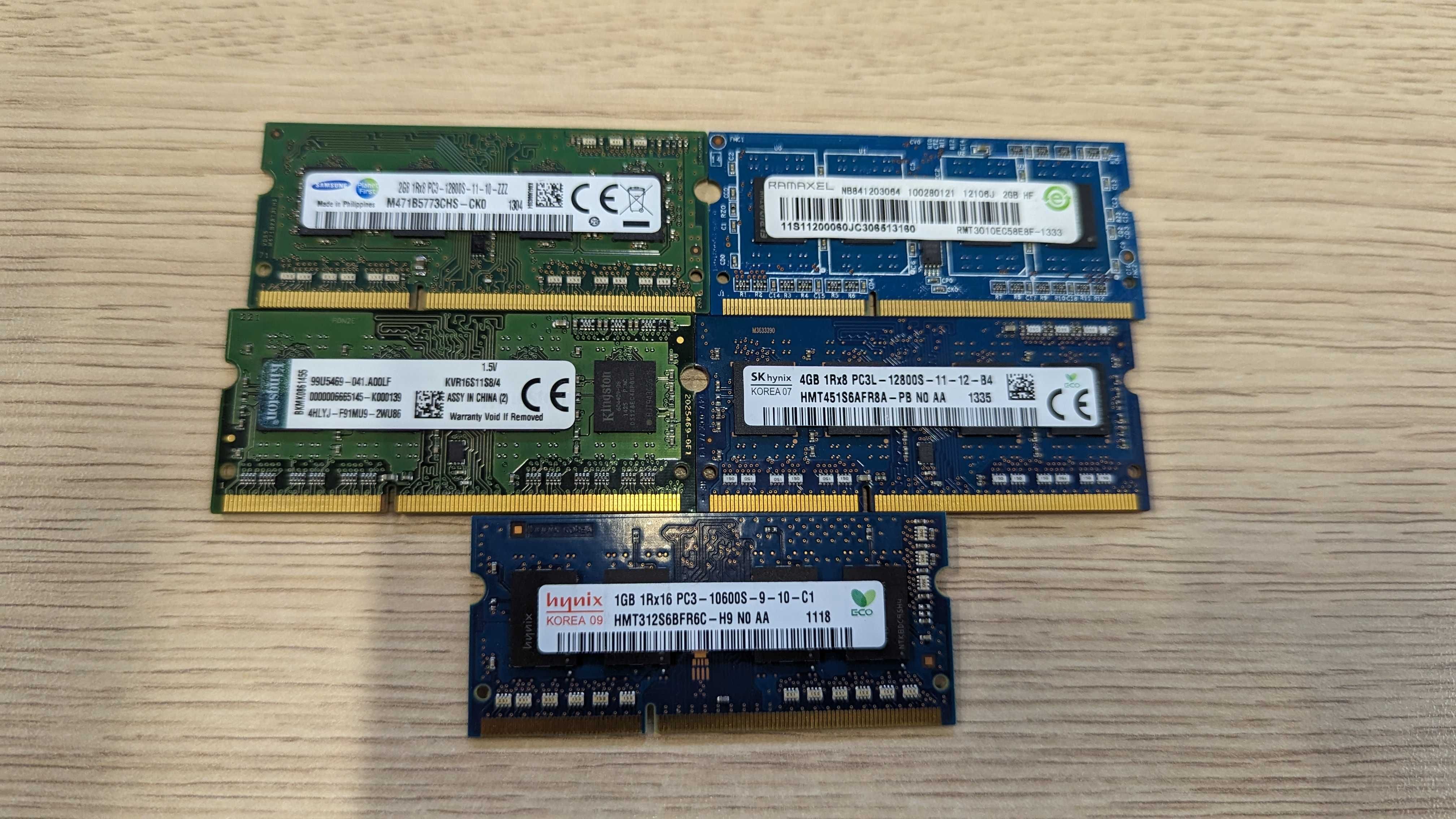 Pamięć do laptopa DDR3 ZESTAW  1GB, 2x2GB, 2x4GB