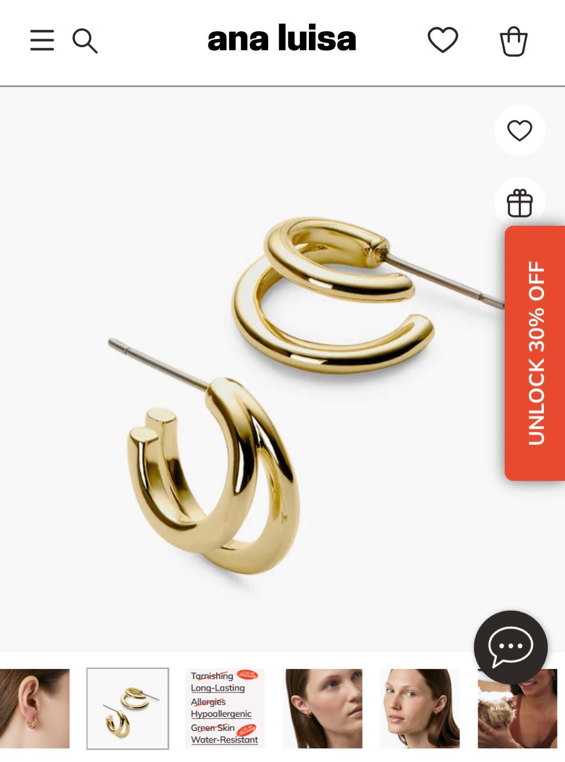 Сережки з позолотою Scarlett Double Hoop Earrings