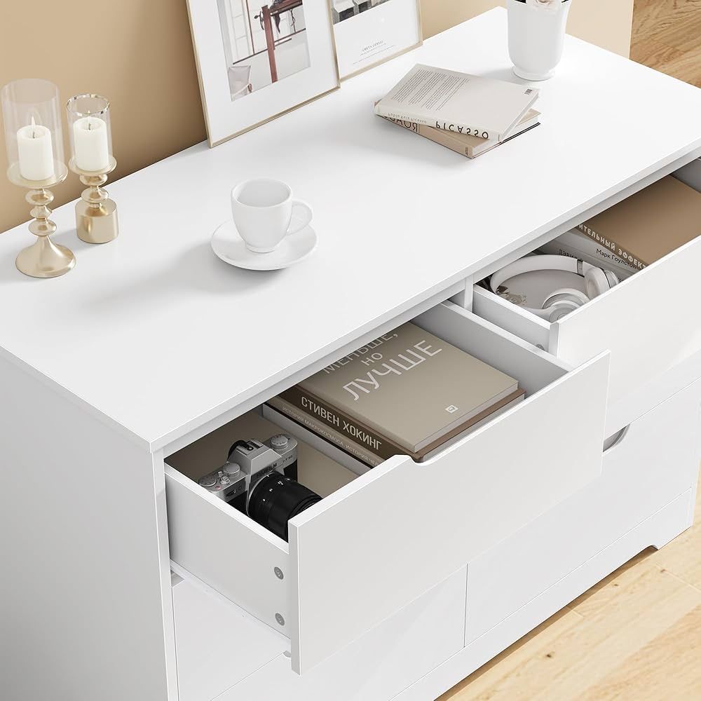 Drewniana komoda biała Premium komoda 6 szuflad kredens salon sypialni