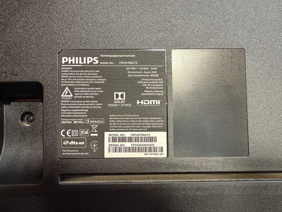 Telewizor TV Smart Philips 75PUS7805 Led 4K HDR DVBT2 75 Cal Ambilight