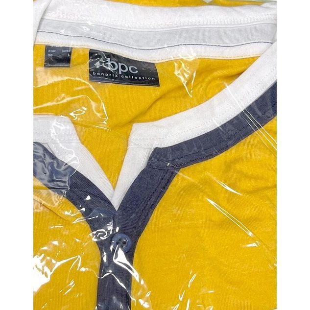 boonprix żółty podwójny t-shirt koszulka guziki 64-66