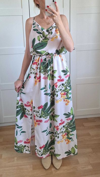 Długa Sukienka MbyM Letnia Plażowa Ocean Resort M/L