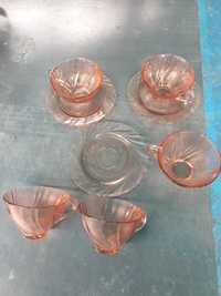 Cup tea Vereco France,Vereco pink Glass, France Pink Glass 80s