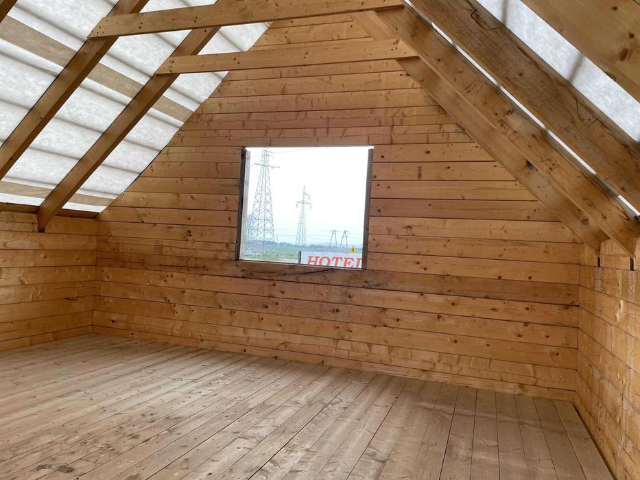 Konstrukcja domy z bali 7x5m do samodzielnego montażu, 60m2 pow.użytk.