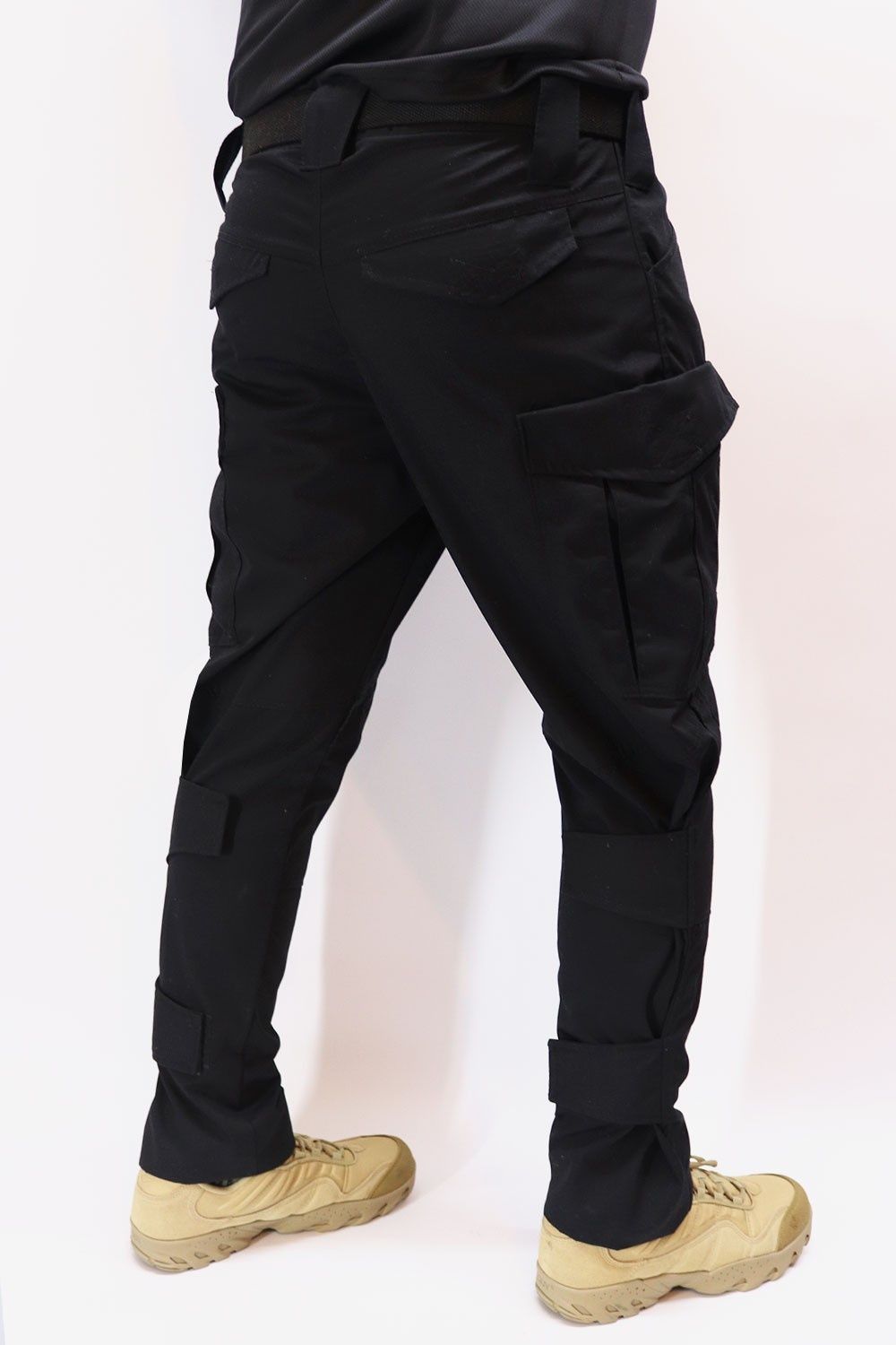 Тактические штаны с липучками черные/темно-синие, рип-стоп