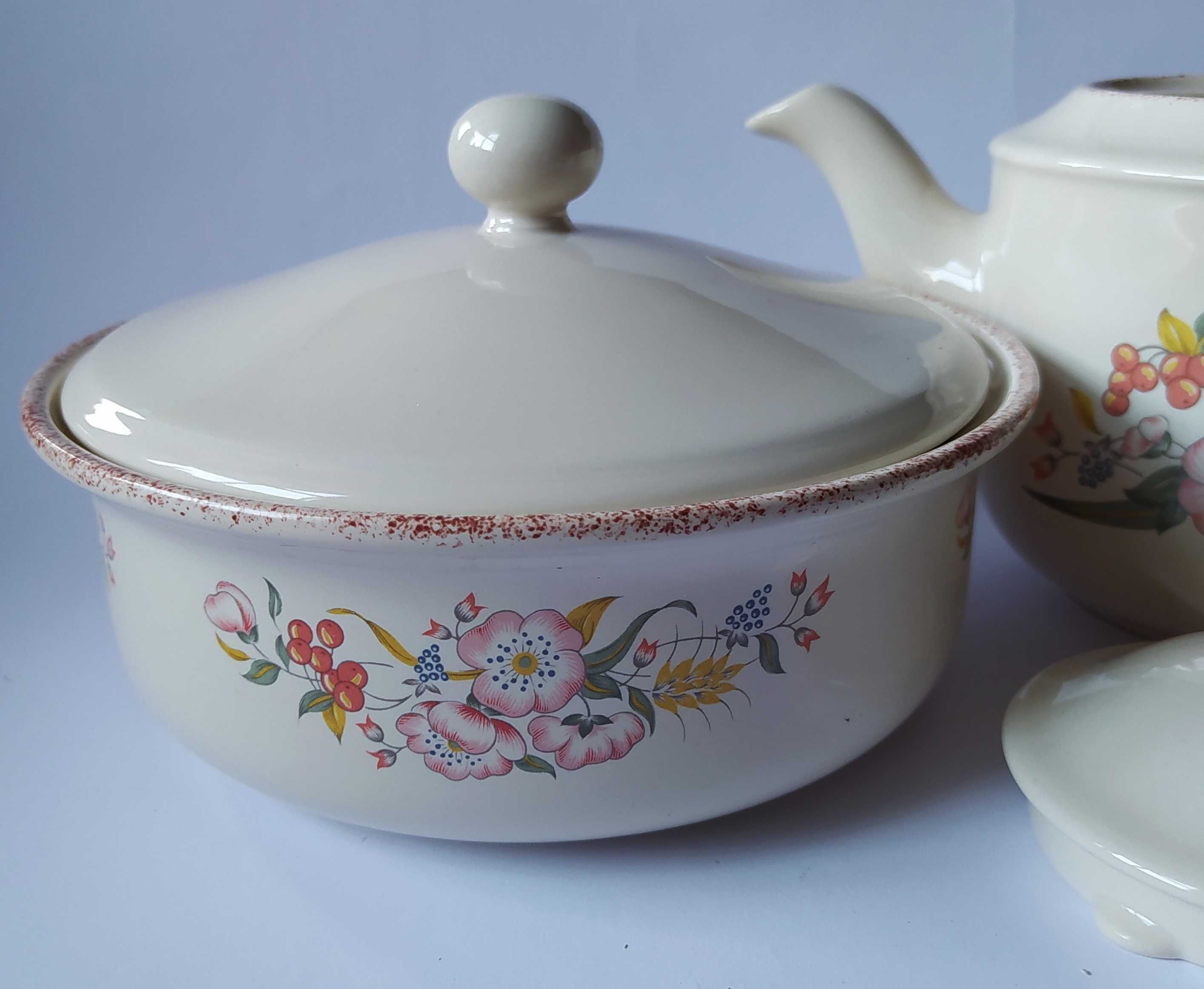 Zestaw Hornsea Season Collection Pottery Kremowo Kwiatowy Vintage