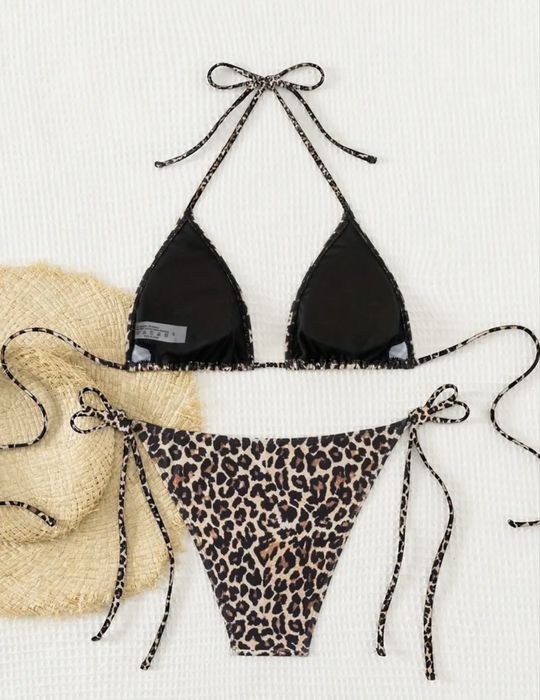 Купальник леопардовий принт, купальник роздільний S, купальник лео