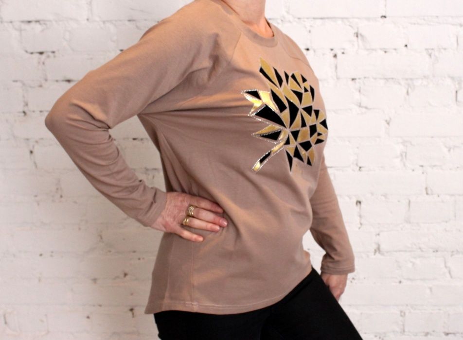 Bluzka LIŚĆ piękne dżety od My Vouge r.S/M/L BEŻ