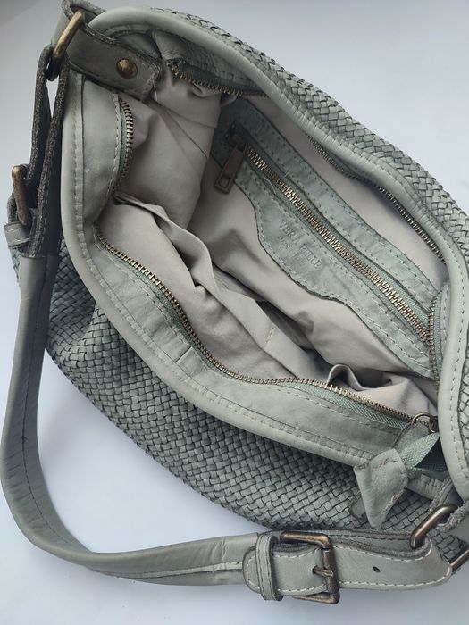 Шкіряна плетена сумка в стилі хобо , з вареної шкіри Vera Pelle