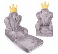 Fotel dziecięcy rozkładany szary tron książę