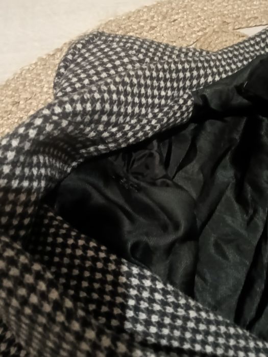 Płaszcz płaszczyk w kratę czarny XS 34 Zara