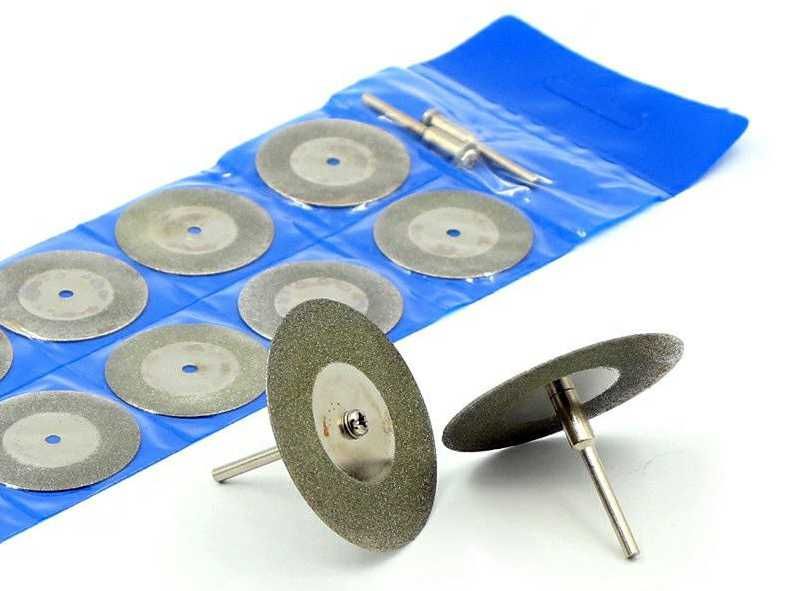 Набор дисков алмазных для гравера, дрели 35 мм (10 шт.+2 держателя)