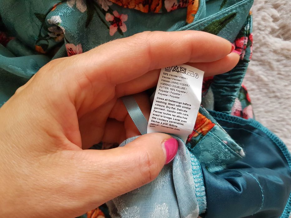 RIVER ISLAND Spodnie 7/8 100% Wiskoza Chinosy 36 S Kwiaty Wysoki stan