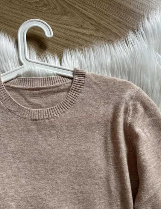 Sweter beżowy wełniany 100% wełna merino L
