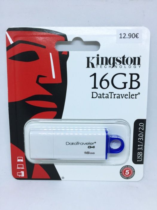 Pen USB Kingston 16GB (DataTraveler G4) - USB 3.1/3.0/2.0 - NOVO