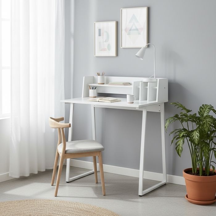 Secretária branca moderna para escritório ou estudo