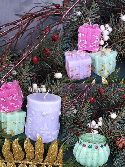 Розпродаж!Новорічні різноманітні  силіконові форми для свічок та мила