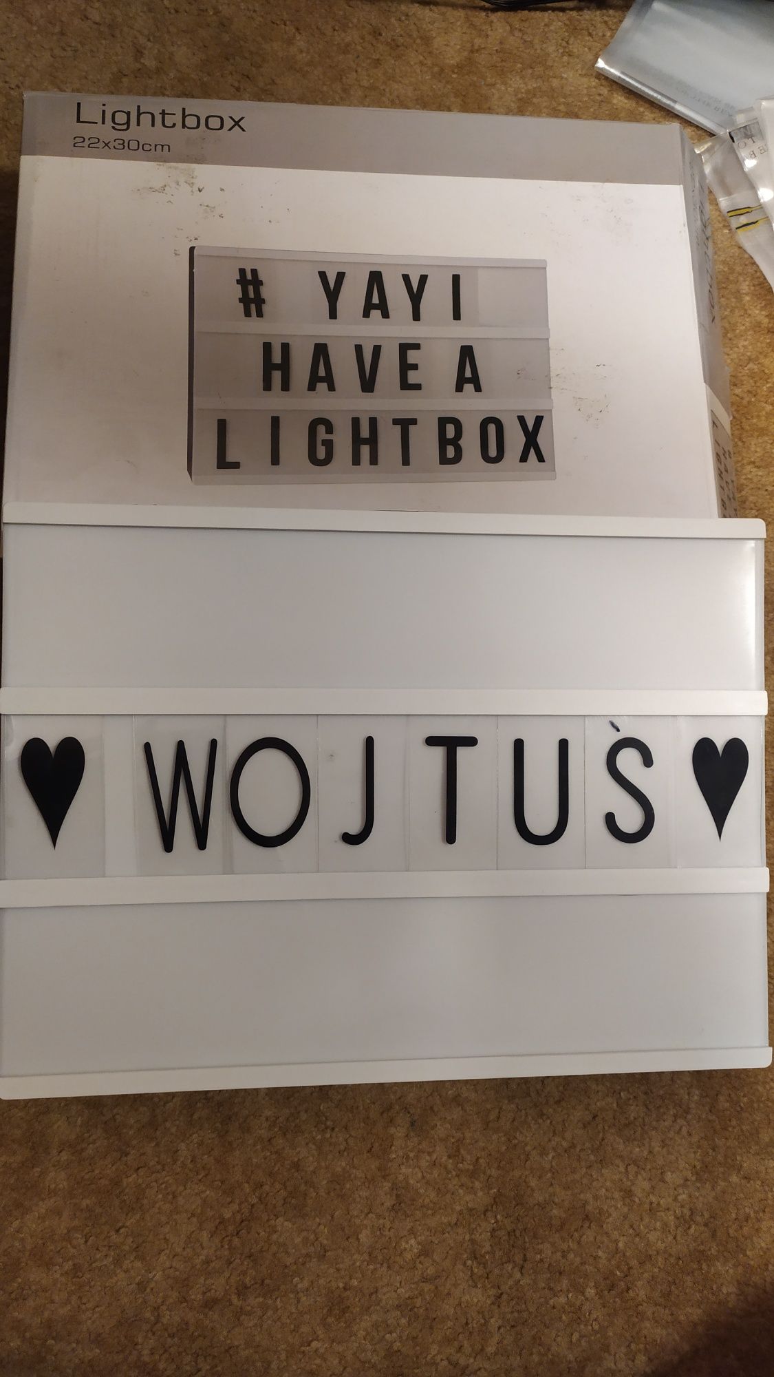 Light box z literkami