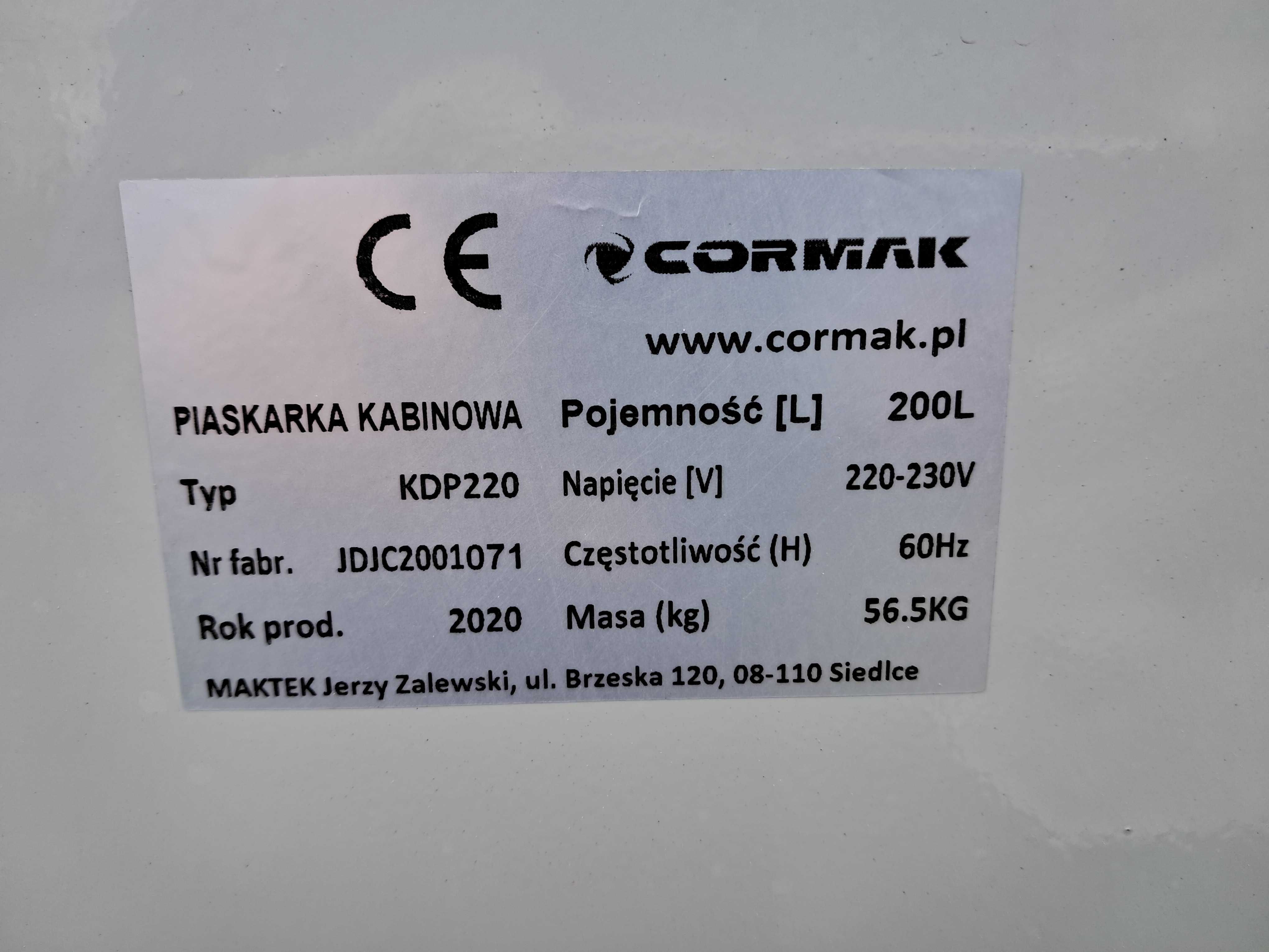 Piaskarka kabinowa  Cormak 220l stan bdb plus gratisy