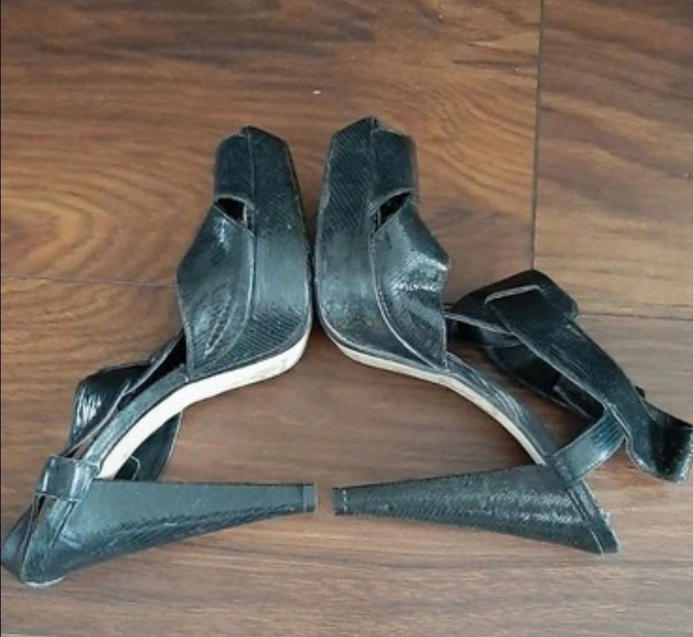 Skórzane czarne sandały na obcasie 41 Topshop skóra naturalna