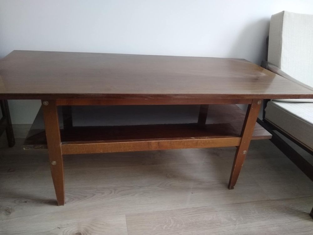 Zestaw retro fotele ława brązowe prl kozienice
