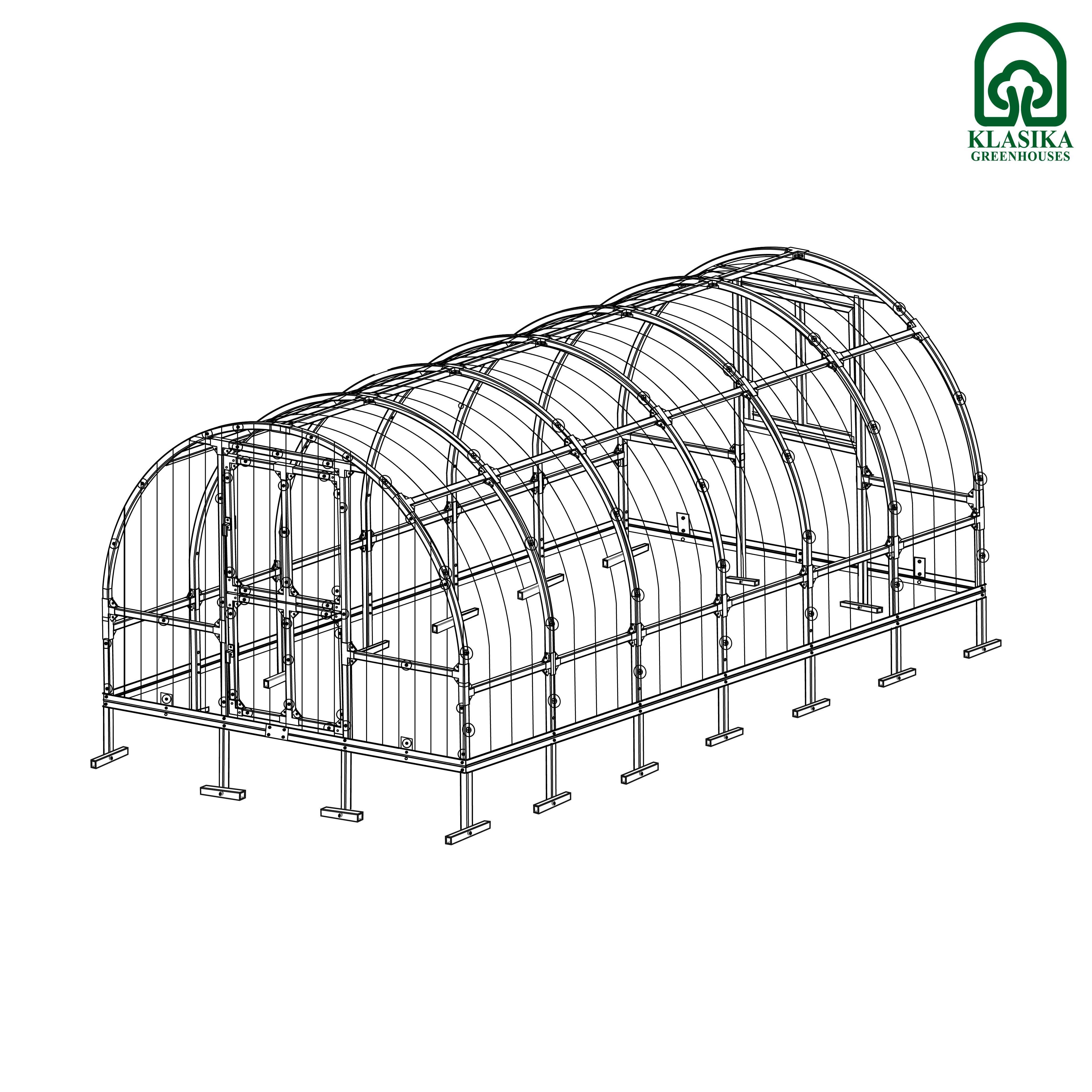 Szklarnia KLASIKA TUBE z poliweglanu 4 mm, 3 x 2 m (6 m²)