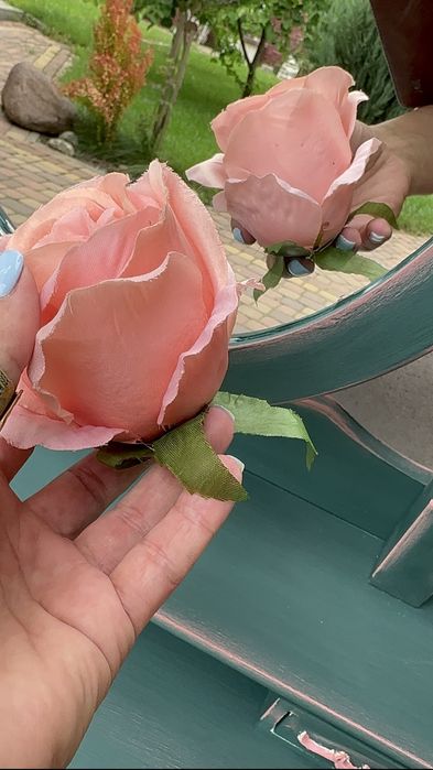 Toaletka z lusterkiem, zielona, GRATIS stołek