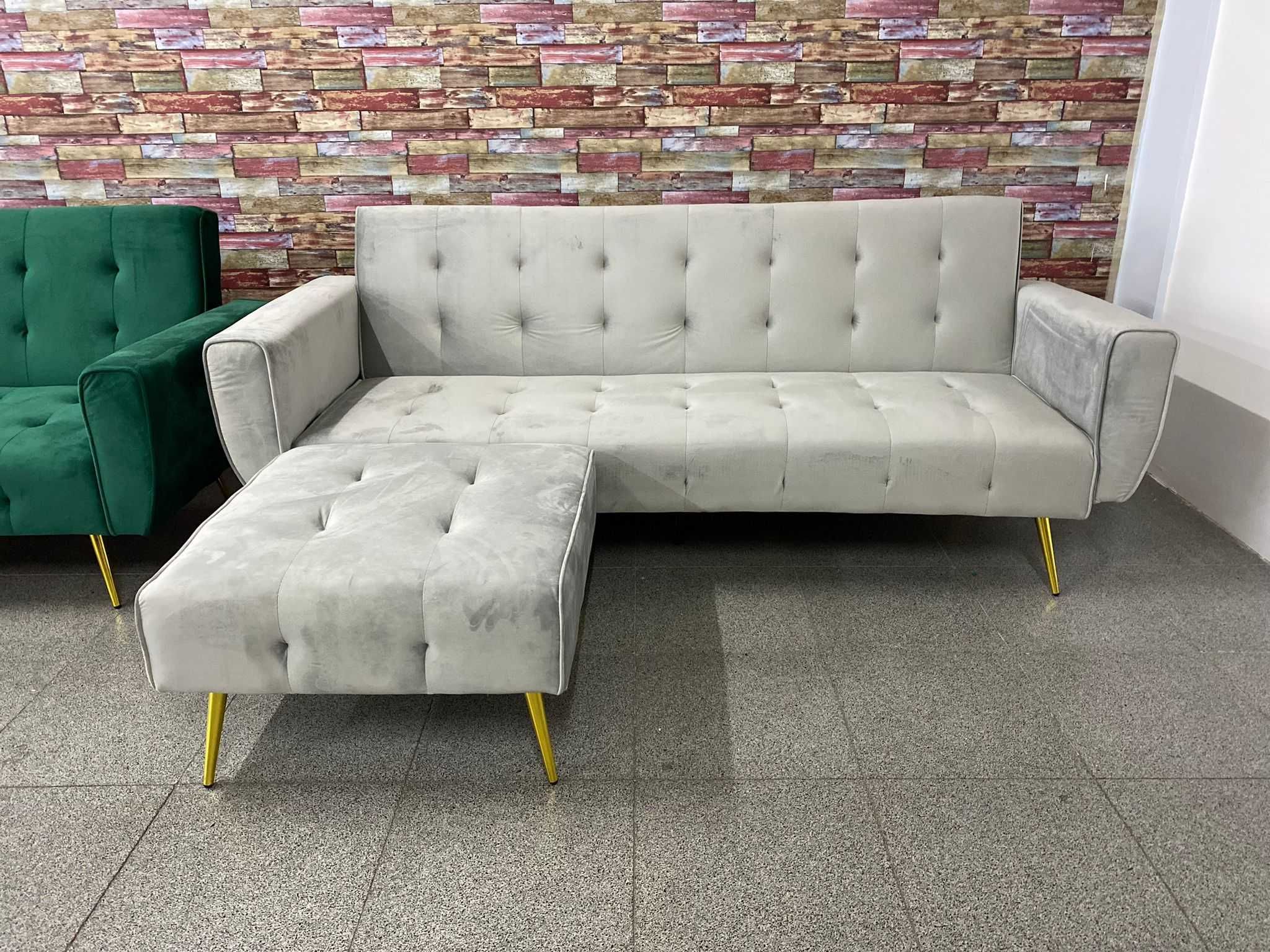 Sofa cama barato com puff + envio GRATIS