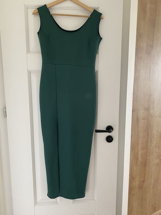 Sukienka rybka na wesele koktajlowa butelkowa zieleń M