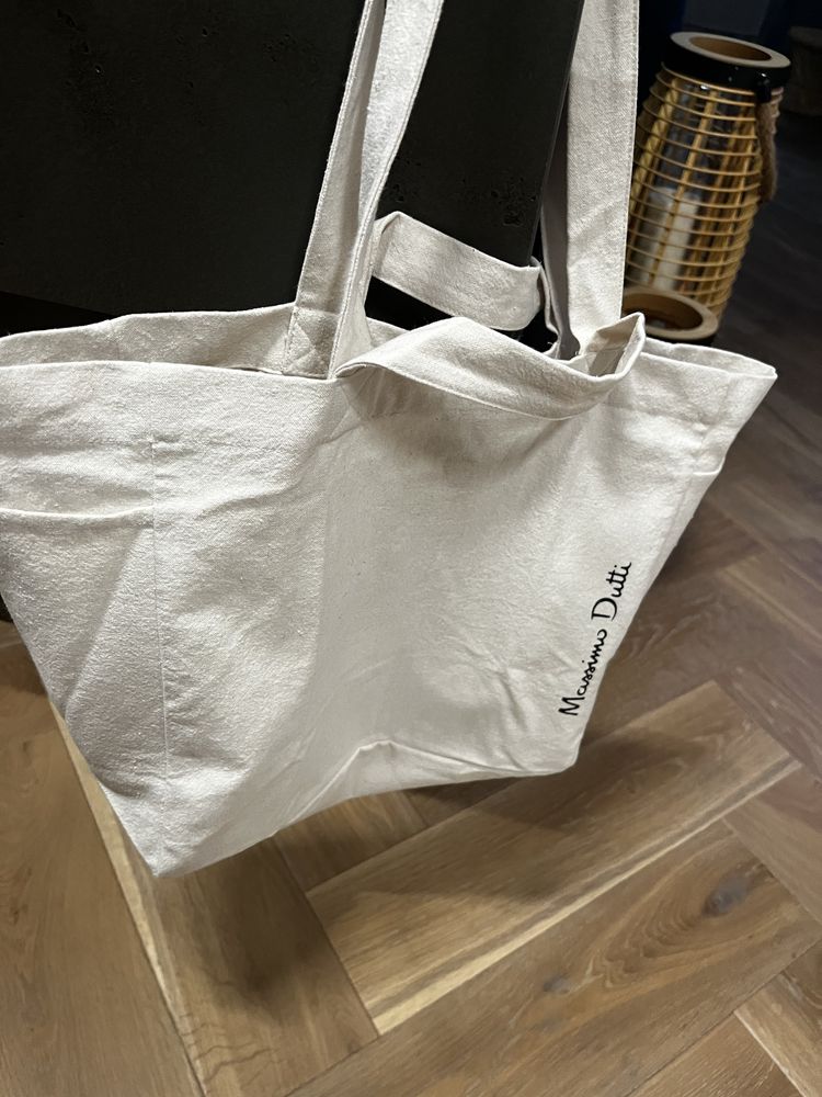 Shopper Massimo Dutti torba materiałowa