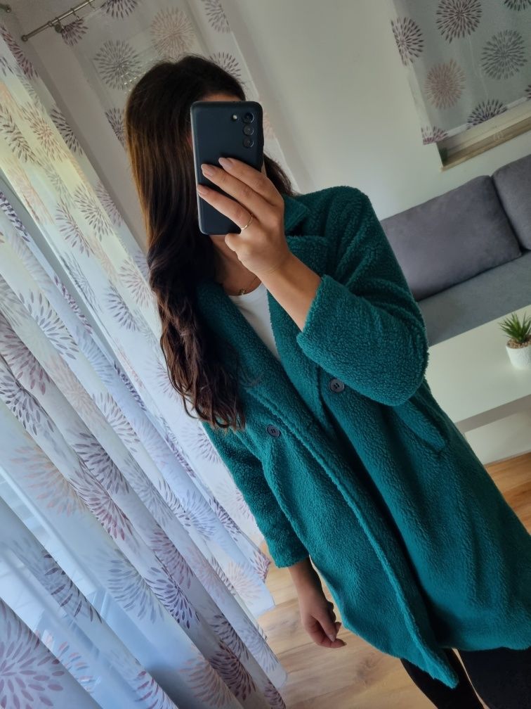 Płaszczyk misiek butelkowa zieleń Shein 10 lat / 140 cm / S