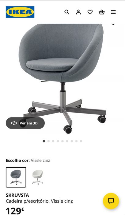 Uma cadeira sala / escritório cinza com braços giratória e ajustável